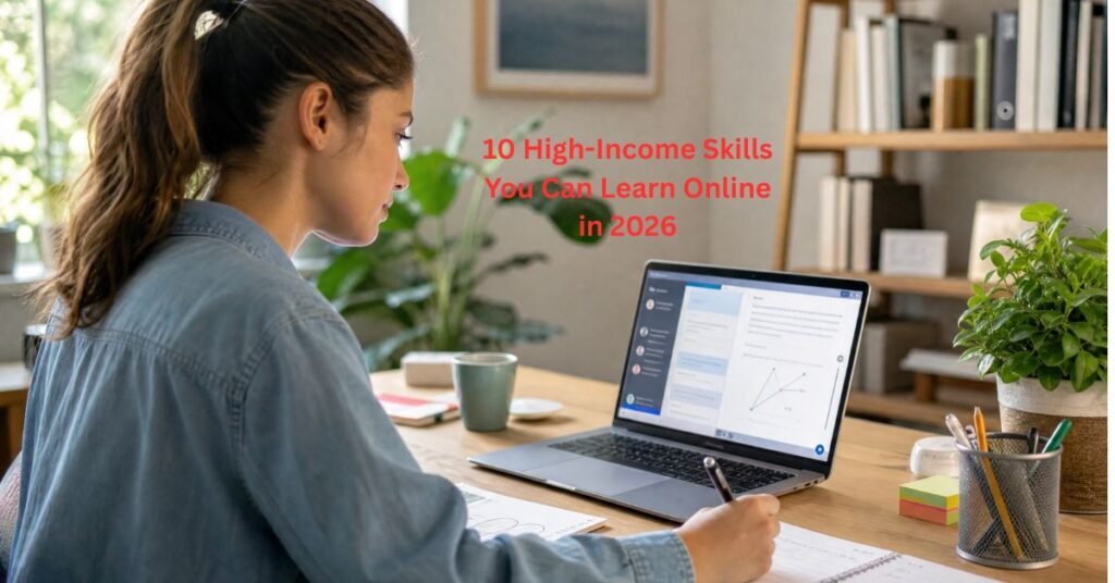 Person using AI tools on a laptop to study and learn a new skill faster