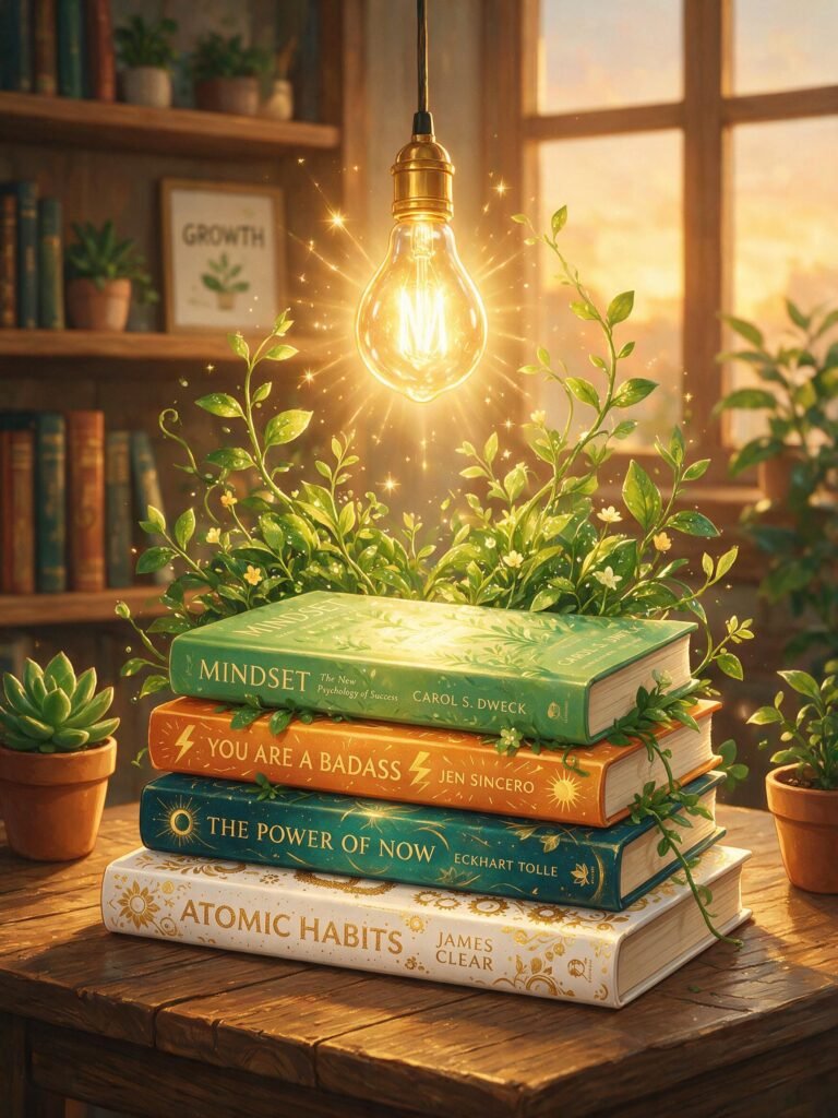 a Stack of self help b